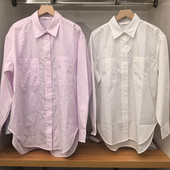 日系女装 条纹廓形衬衣薄外套C483880 长袖 26春秋新款 棉质宽松衬衫