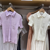 上衣C467062 小蓉女装 469414 罗纹polo领针织开衫 短袖 2024夏季 新款