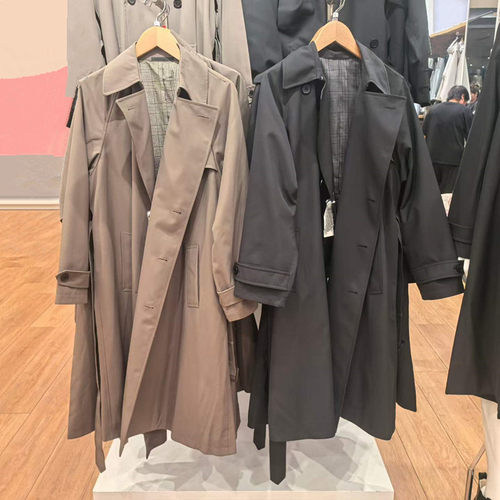 女双排扣大衣风衣外套中长款
