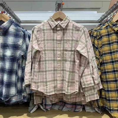 法兰绒格子衬衫长袖衬衣