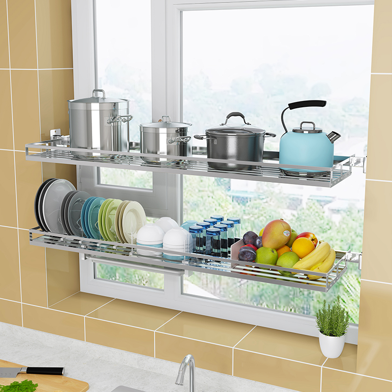 壁挂收纳墙上免打孔不锈钢厨房