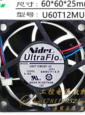 Nidec U60T12MUB7-52 J233 12VDC 0.16A 6025 6CM厘米投影机风扇