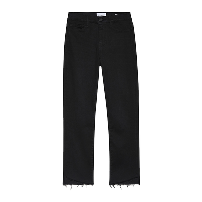 FRAME女士高腰高弹深黑色水洗直筒牛仔裤复古HIGH STRAIGHT