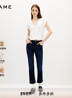 FRAME女士深蓝色直筒牛仔裤通勤HIGH STRAIGHT