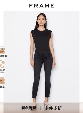 FRAME女中腰黑色紧身牛仔裤铅笔裤显瘦修身裤子LE SKINNY