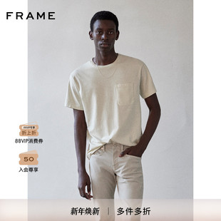 休闲复古基础 圆领纯色T恤美式 FRAME男士 短袖