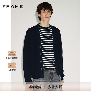 外搭 黑色宽松休闲毛针织开衫 FRAME男女同款 男士
