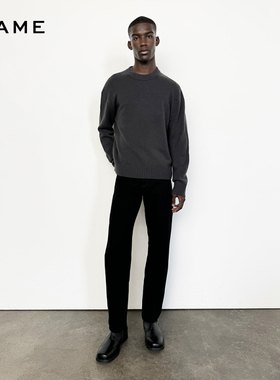 FRAME宽松深灰色男士套头圆领针织山羊绒毛衣