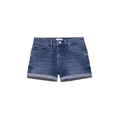 FRAME女士牛仔裤卷边短裤复古单宁LE GRAND GARCON
