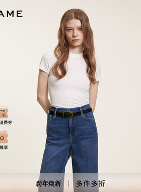 【2025新款】FRAME女士圆领纯色基础款弹性正肩T恤 多色