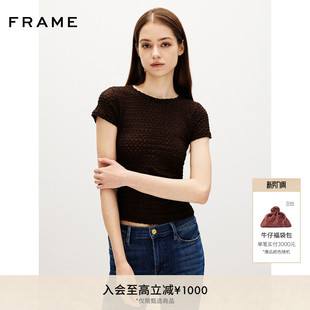 FRAME女士小圆领褶皱短袖 日常通勤 T恤上衣经典