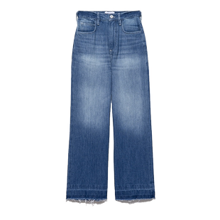 FRAME女士高腰阔腿牛仔裤磨白做旧拼接裤脚LE PIXIE HIGH WIDE