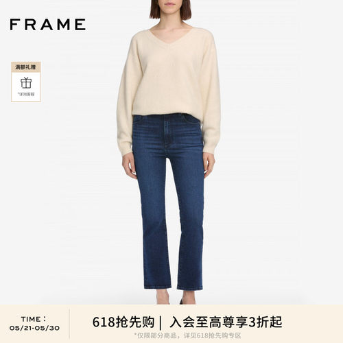 【618抢先购】FRAME女士复古高腰高弹微喇牛仔裤 REBOOT CROP