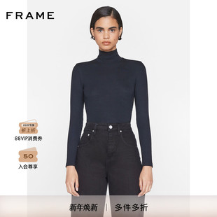 上衣 高领长袖 莫代尔混纺 款 FRAME女士黑色修身