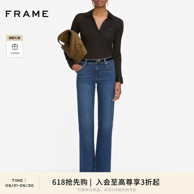 【618抢先购】FRAME女士宽松高弹直筒水洗九分牛仔裤THE MELLOW