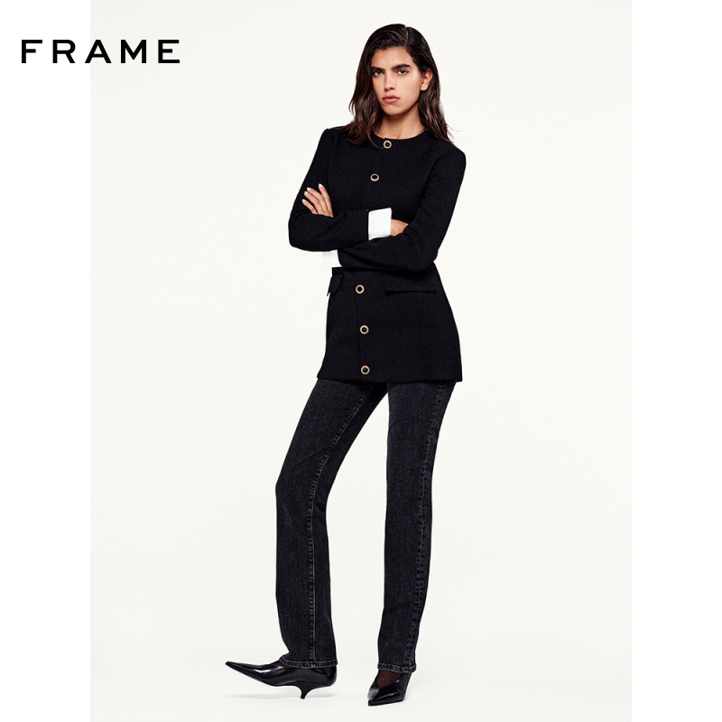 FRAME女士高腰修身直筒牛仔裤THE RULER