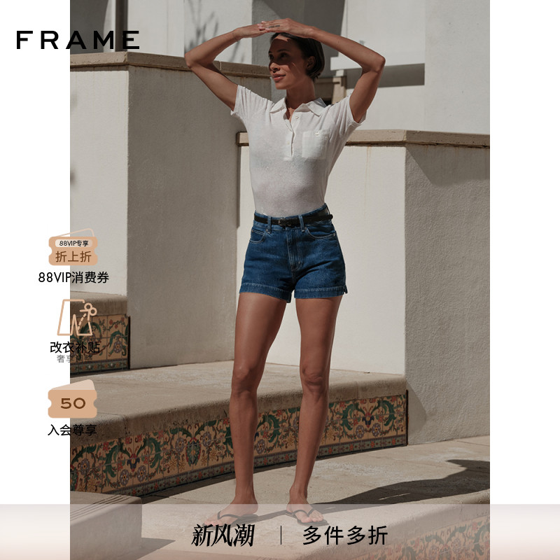 【2025新款】FRAME女士高腰设计牛仔短裤 CHARM SHORT