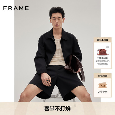 FRAME男士绵羊毛休闲宽松短裤