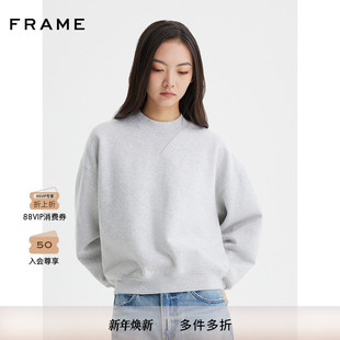 FRAME女士美式 圆领套头灰色卫衣街头宽松纯色