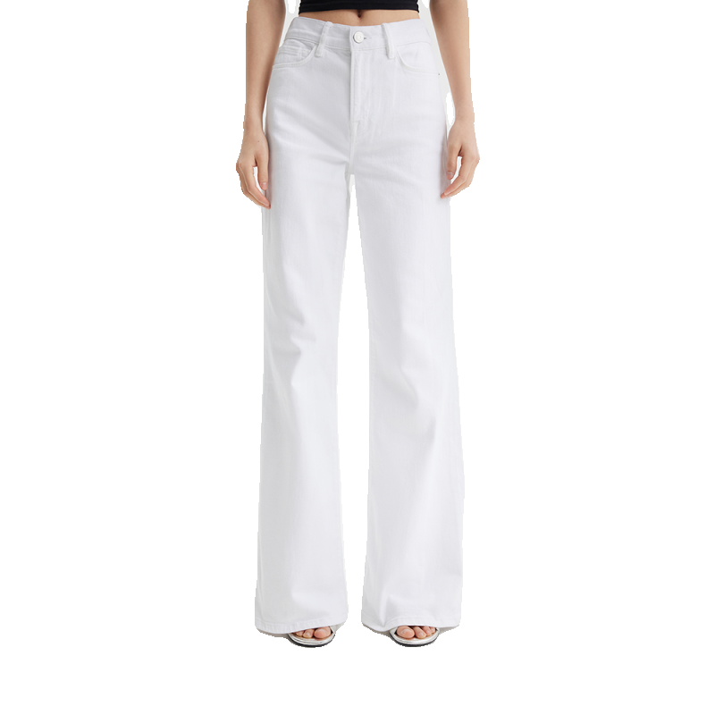 FRAME女士白色阔腿高弹高腰牛仔裤SLIM PALAZZO 新款