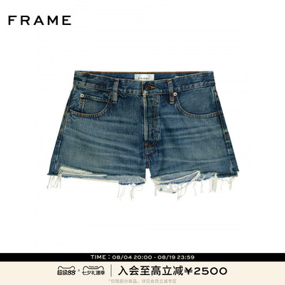 【春夏新品】FRAME女士复古毛须边休闲牛仔短裤HANG SHORT