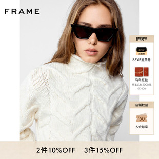 【2026早春新款】FRAME半高领绞花长袖套头短款毛针织衫