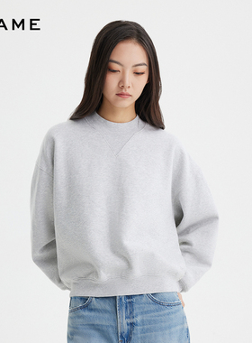 FRAME女士美式圆领套头灰色卫衣街头宽松纯色