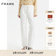 FRAME女士白色直筒斜拉链设计牛仔裤 硬挺型简约