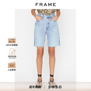女装 FRAME高腰直筒牛仔短裤 春秋款 百慕大短裤 女式