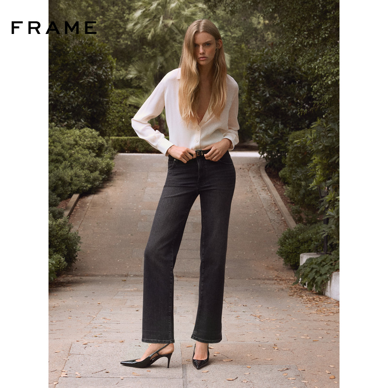 【2025秋季新款】FRAME女士黑色宽松直筒牛仔裤 THE MELLOW