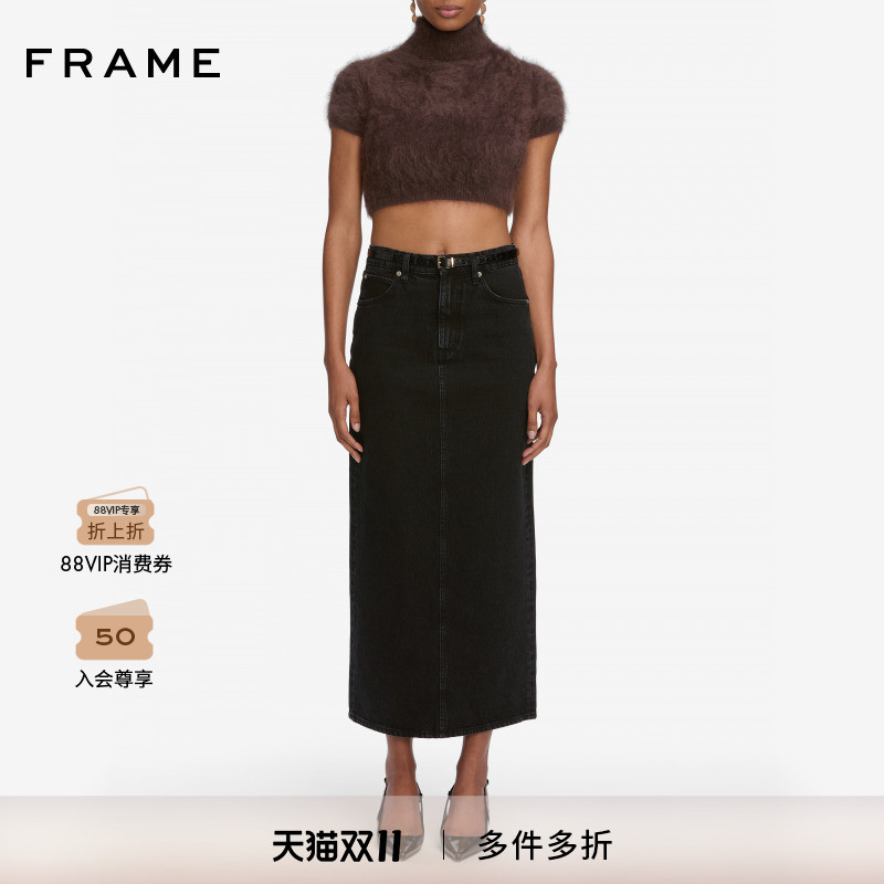 【2025秋季新款】FRAME女士复古通勤时尚百搭高腰牛仔半身裙短裙