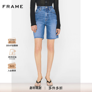 RISE HIGH FRAME女士高腰牛仔裤 百慕大短裤