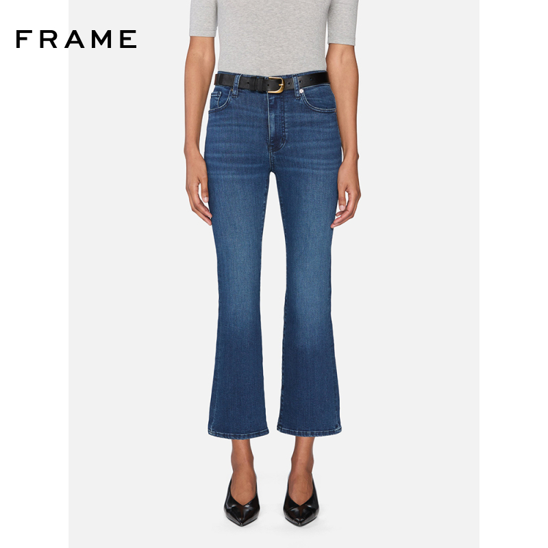 【2025新款】FRAME女士高腰微喇弹力牛仔裤 THE REBOOT CROP