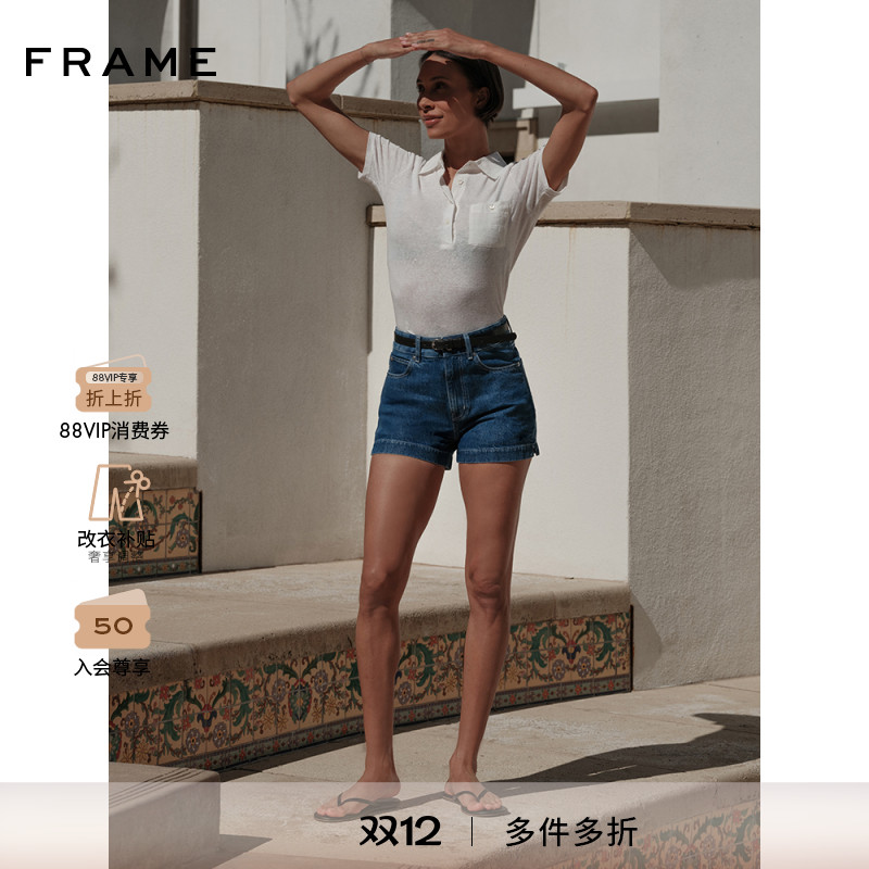 【2025新款】FRAME女士高腰设计牛仔短裤 CHARM SHORT