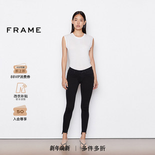 脚毛边双色 SKINNY 裤 FRAME女士春秋黑白中腰高弹紧身牛仔裤