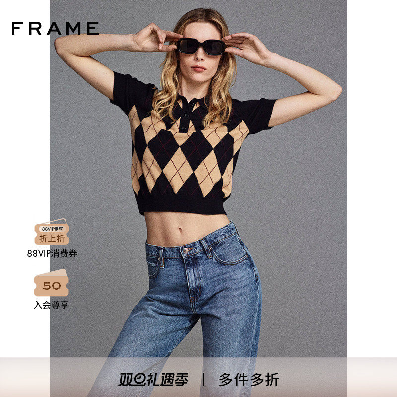 【2025新款】FRAME女士学院风复古百搭翻领短袖POLO衫