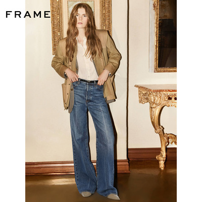 FRAME女士复古宽松休闲直筒denim牛仔裤阔腿裤 The Collegiate