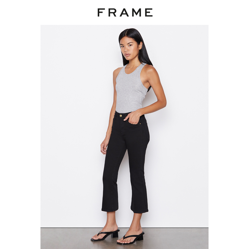 中腰九分喇叭牛仔裤高弹女装新品