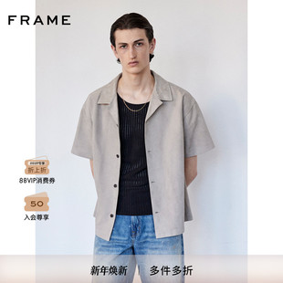 简约复古叠穿 开衫 FRAME男士 浅灰色翻领衬衫