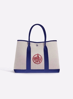 美国Trader Joe's缺德舅拼色LOGO大容量托特包帆布手提单肩包女包