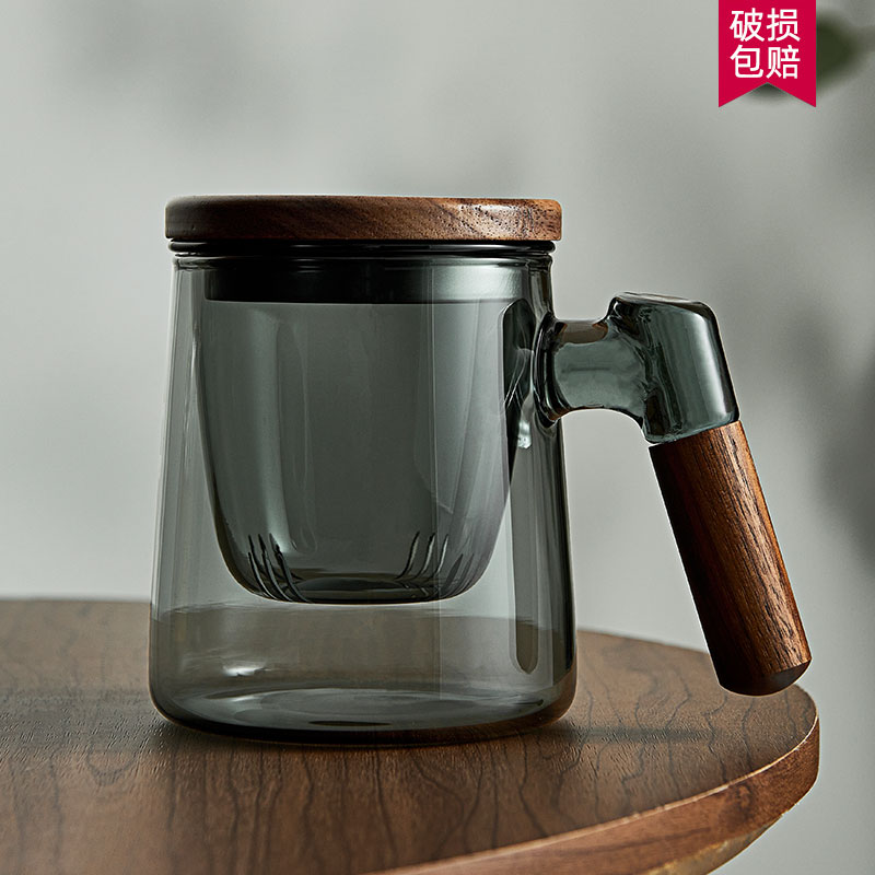 泡茶杯茶水分离茶杯男女个人专用办公室高档玻璃水杯过滤茶道杯子