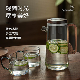 复古冷水壶玻璃耐高温高颜值凉大容量果茶壶水瓶冰箱家用水杯套装