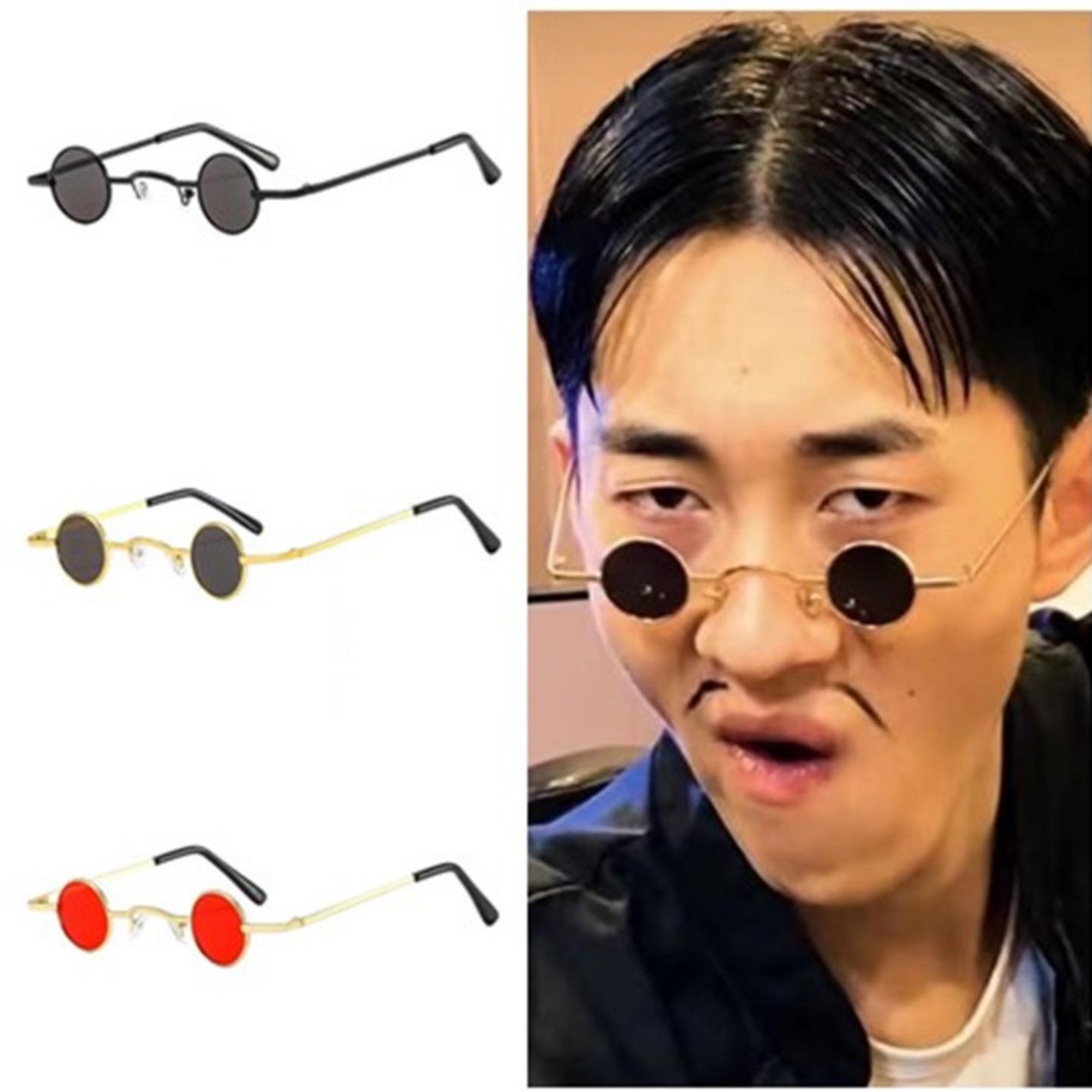 网红小眼镜朋克圆形复古超小框墨镜男女款嘻哈搞怪太阳镜