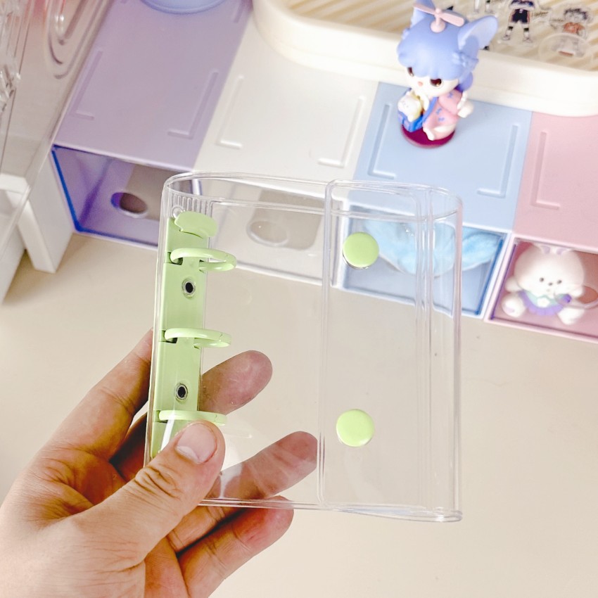 小清新双扣83孔拉链袋卡册闪闪活页手账本3寸单格收纳相册