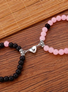 心心相吸情侣手链小众设计