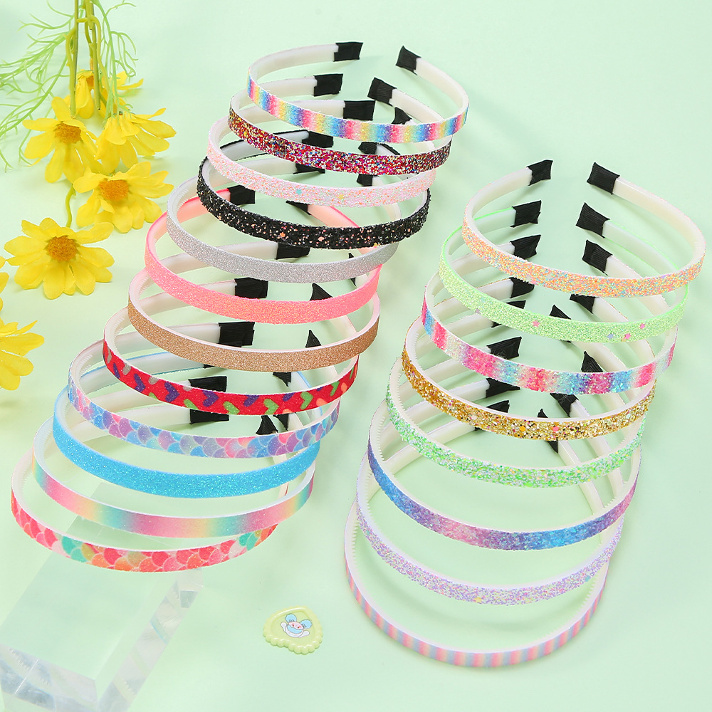 儿童闪粉发箍1cm格利特鱼鳞卡