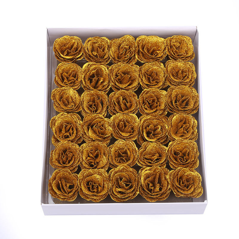 水晶玫瑰花头金粉玫瑰花朵贵妃玫瑰永生花束材料蓝色妖姬花头