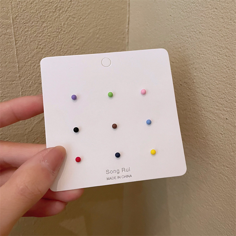 百搭韩版彩色珍珠锆石耳钉套装组合2023年新款潮简约女耳饰