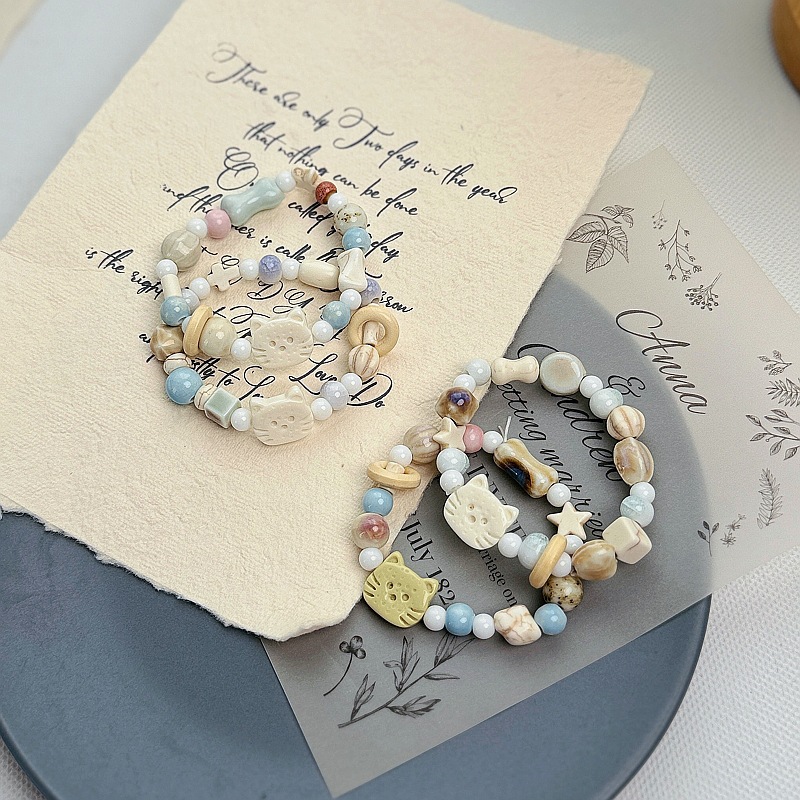 景德镇陶瓷手链小红书热销高级感饼干猫咪系列小众设计高级感手串