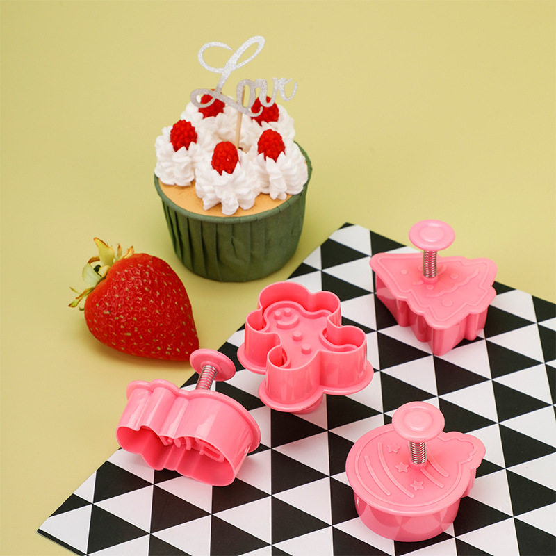 直供现货供应 仿真蛋糕装饰压模饼干模具 四件套圣诞节弹簧模